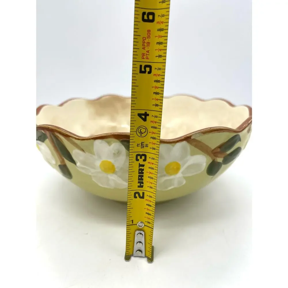 Vintage MCM Stangl White Dogwood Serving Bowl 9” Hand Painted Mid Century